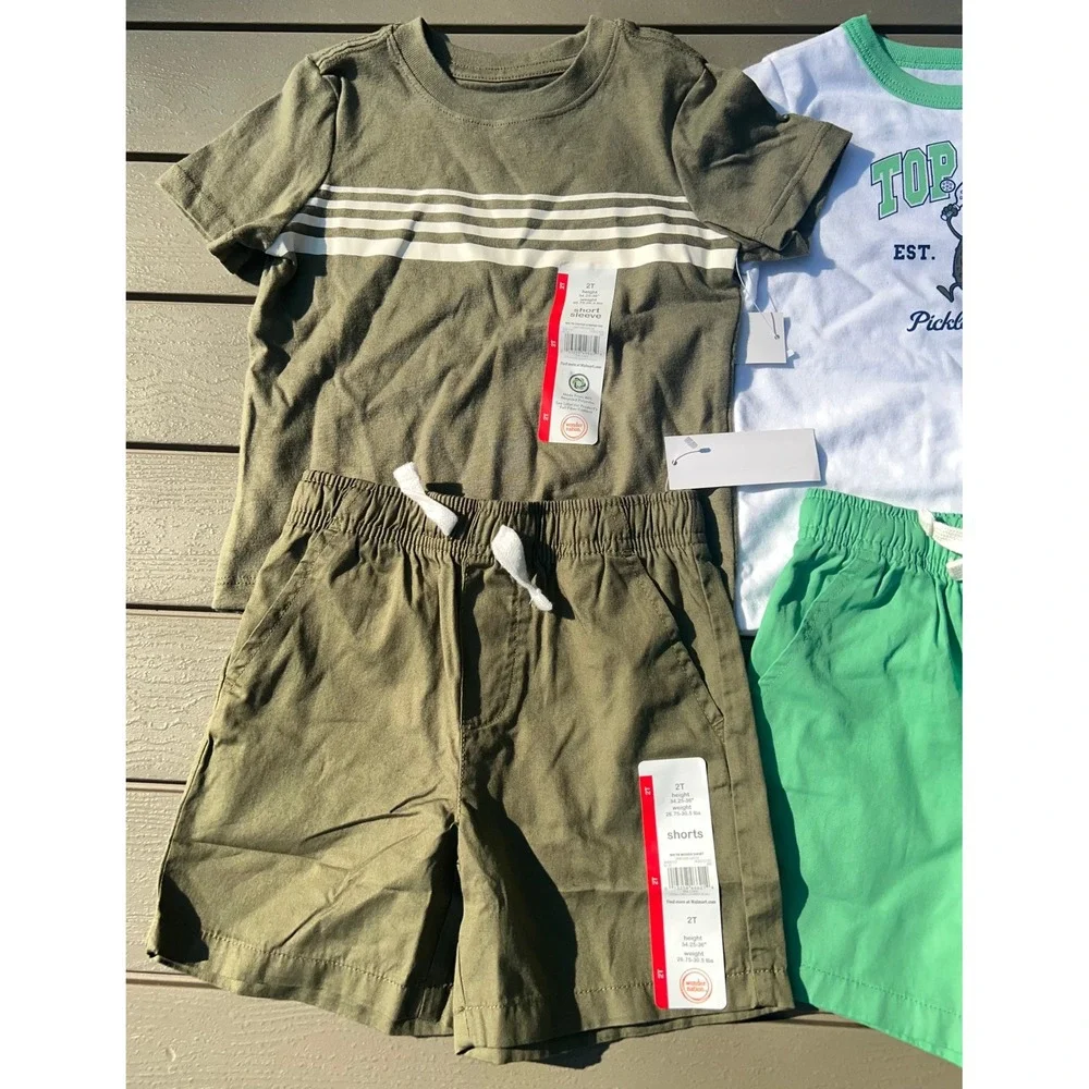 Wonder Nation Toddler Boys 2T Lot 8 Pieces NWT Shorts Graphic T-Shirts Summer